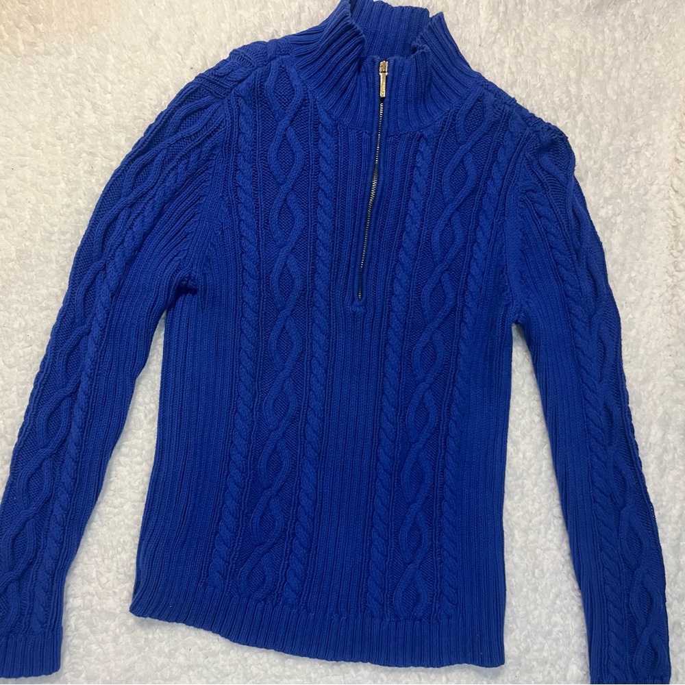 Chaps Royal Blue Zip-Up Sweater